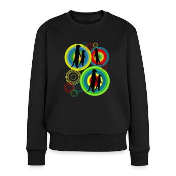 Meerkat Pictures Rétro Suricates - Pull Premium bio Femme - noir - Devant - Julia (174cm)