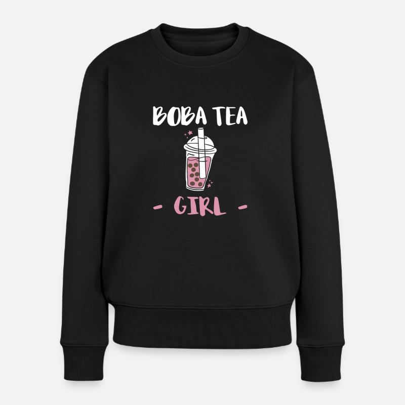 Boba Tea Girl Shirt Geschenk - Frauen Premium Bio Pullover - Schwarz