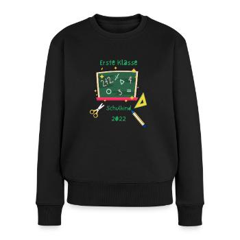 Erste Klasse Schulkind - Frauen Premium Bio Pullover - Schwarz - Vorne - Julia (174cm)