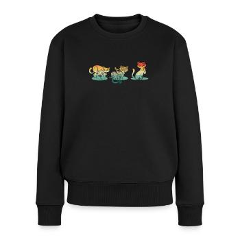 Citrouille Effrayant Zombie Chats Noirs Creepy - Pull Premium bio Femme - noir - Devant - Julia (174cm)