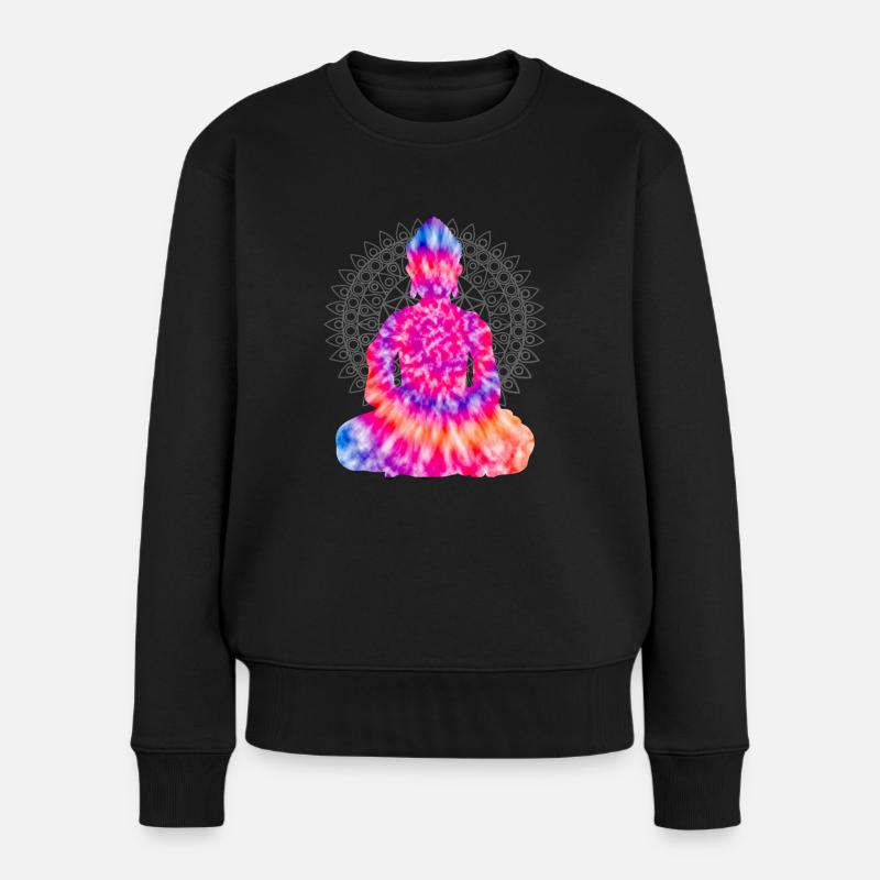 Buddha TieDye - Frauen Premium Bio Pullover - Schwarz