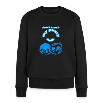ne touche pas ma chatte - Pull Premium bio Femme - noir - Devant - Julia (174cm)