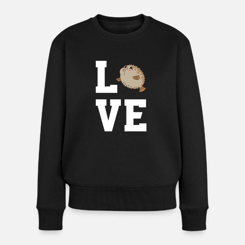Liebe Kugelfische - Frauen Premium Bio Pullover - Schwarz
