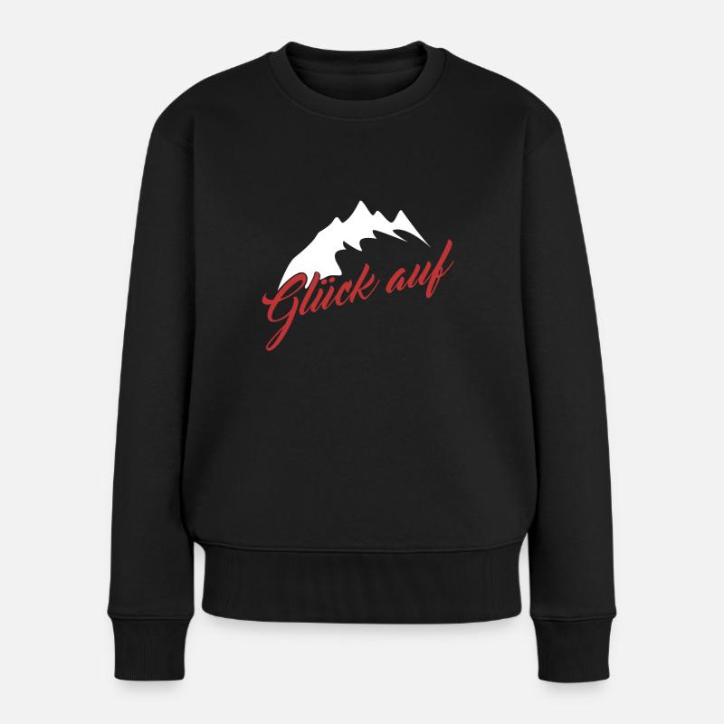 Erzgebirge Wandern Glück auf - Frauen Premium Bio Pullover - Schwarz