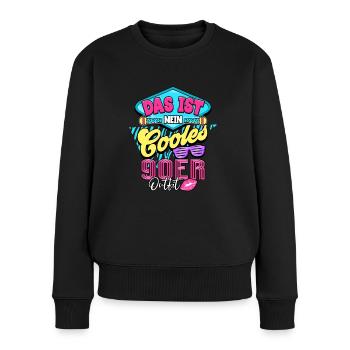 90er Jahre - Frauen Premium Bio Pullover - Schwarz - Vorne - Julia (174cm)
