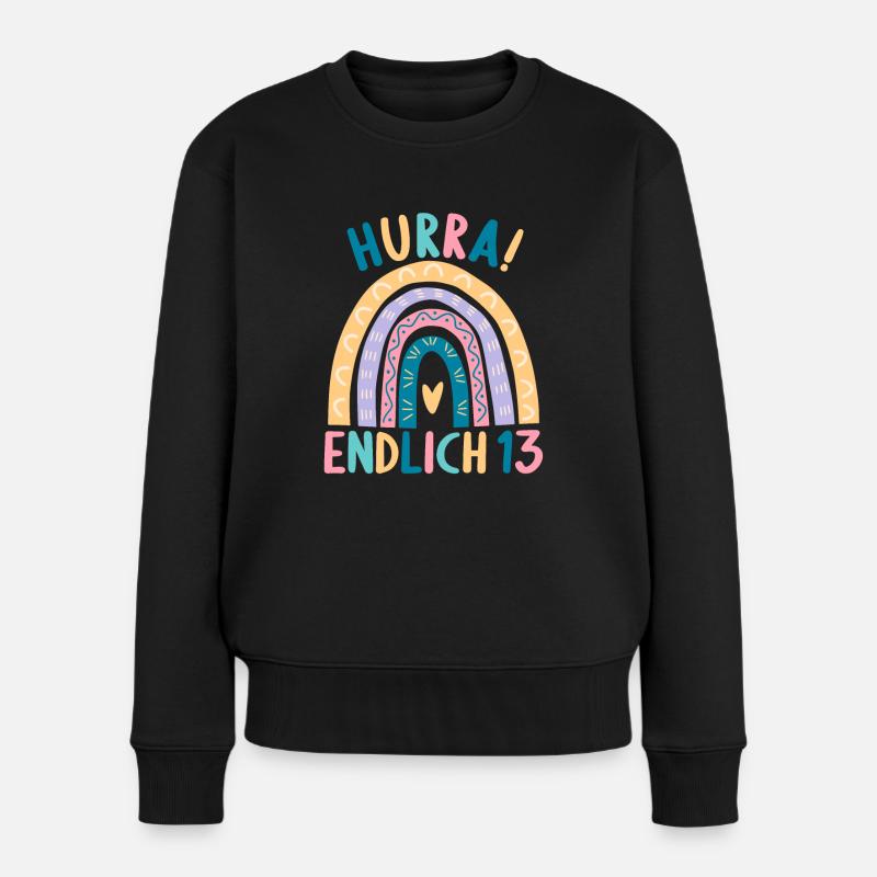 13 Jahre alt Rainbow Regenbogen 13. Geburtstag - Frauen Premium Bio Pullover - Schwarz