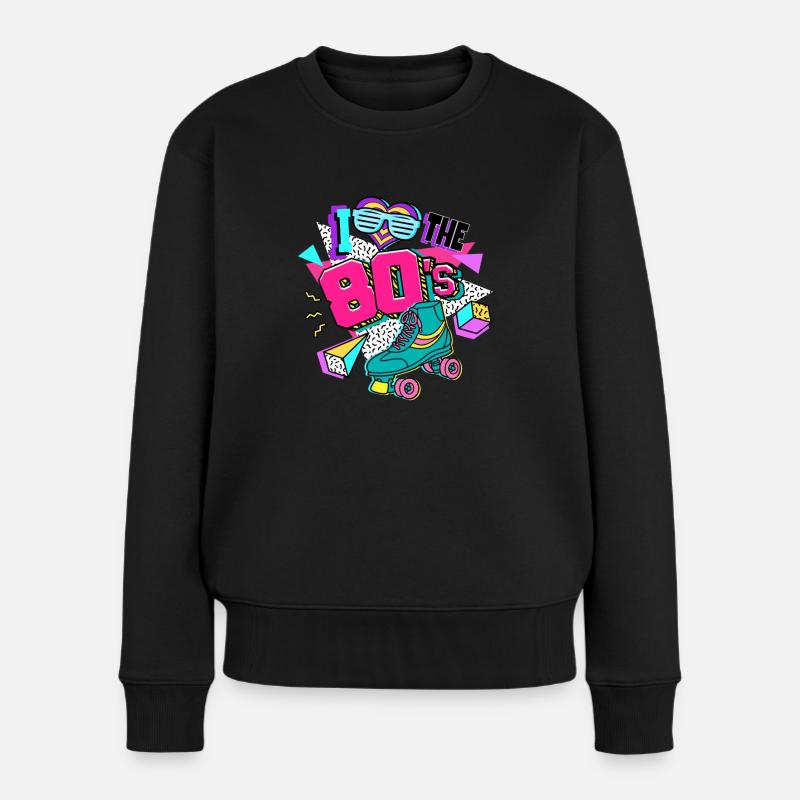 80er Jahre I Love The 80s - Frauen Premium Bio Pullover - Schwarz
