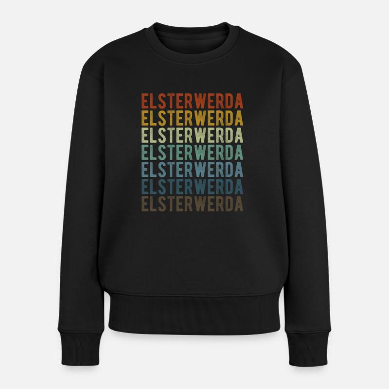 Elsterwerda Stadt Retro Vintage - Frauen Premium Bio Pullover - Schwarz
