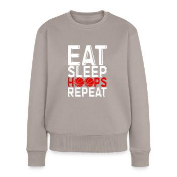 Mangez des cerceaux de sommeil Répéter 4 - Pull Premium bio Femme - taupe - Devant - Julia (174cm)