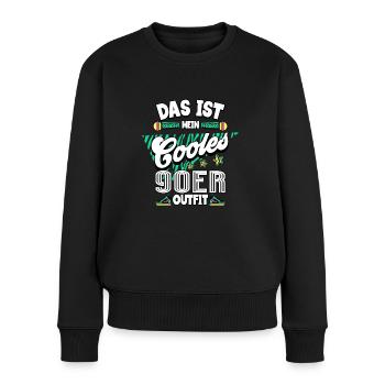 90er Jahre - Frauen Premium Bio Pullover - Schwarz - Vorne - Julia (174cm)