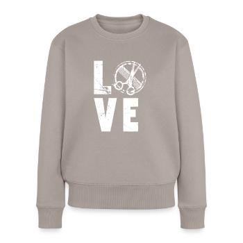 Coiffeur d’amour - Pull Premium bio Femme - taupe - Devant - Julia (174cm)