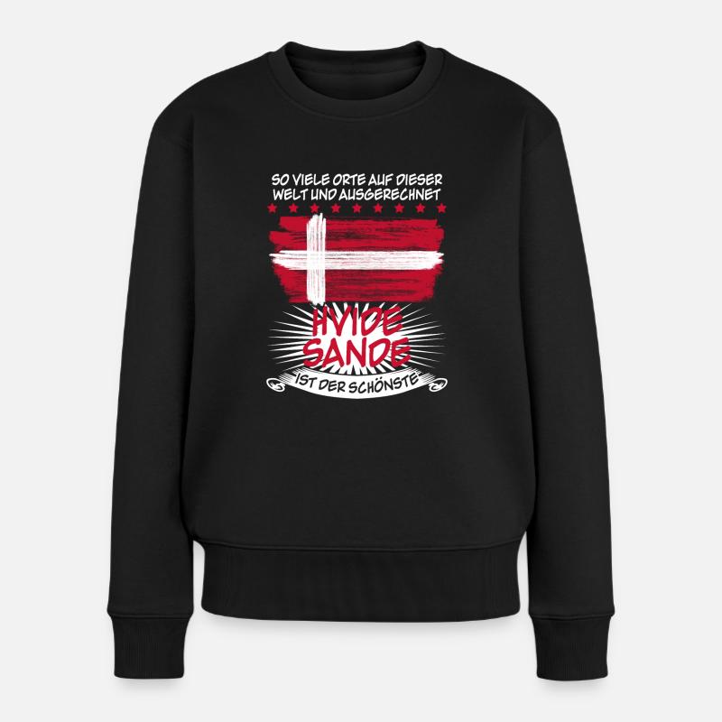Hvide Sande Urlaub Dänemark - Frauen Premium Bio Pullover - Schwarz