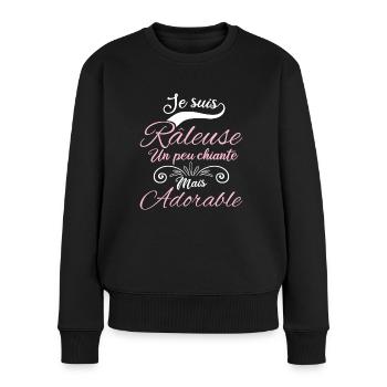 tee shirt humour femme râleuse - Pull Premium bio Femme - noir - Devant - Julia (174cm)