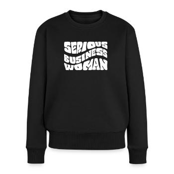Ernsthafte Geschäftsfrau Arbeiten Harte Arbeiter - Frauen Premium Bio Pullover - Schwarz - Vorne - Julia (174cm)