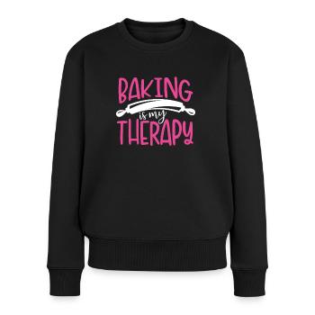 Baking is my therapy - Women's Premium Organic Jumper - black - Front - Julia (174cm)