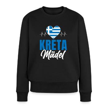 Kreta Mädel Griechenland Urlaub Herzschlag - Frauen Premium Bio Pullover - Schwarz - Vorne - Julia (174cm)