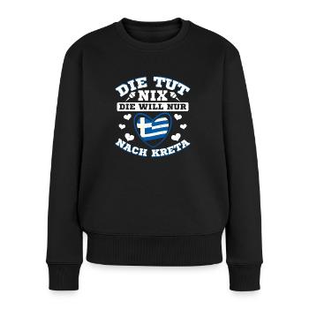Kreta die tut nix Griechenland Urlaub - Frauen Premium Bio Pullover - Schwarz - Vorne - Julia (174cm)