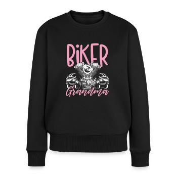Biker Oma - Frauen Premium Bio Pullover - Schwarz - Vorne - Julia (174cm)