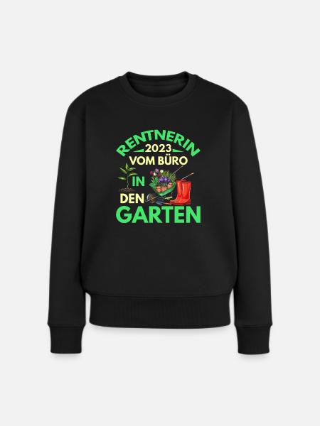 Rentner 2023 vom Büro in den Garten Rente - Frauen Premium Bio Pullover - Schwarz