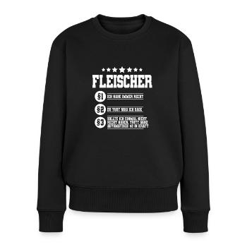 Metzger Fleischer - Frauen Premium Bio Pullover - Schwarz - Vorne - Julia (174cm)