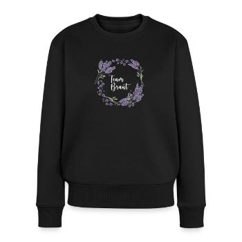 Lavendel I Team Braut Blumenkranz Hochzeit Boho - Frauen Premium Bio Pullover - Schwarz - Vorne - Julia (174cm)