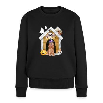 Halloween Cocker Épagneul Chien Sorcière - Pull Premium bio Femme - noir - Devant - Julia (174cm)