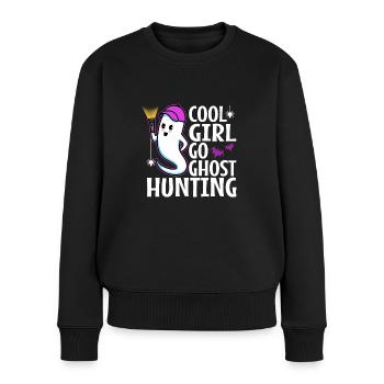 Cool girls go ghost hunting - Frauen Premium Bio Pullover - Schwarz - Vorne - Julia (174cm)