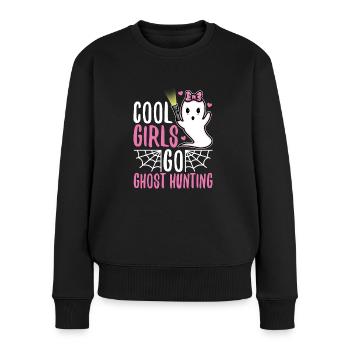 Cool girls go ghost hunting - Frauen Premium Bio Pullover - Schwarz - Vorne - Julia (174cm)
