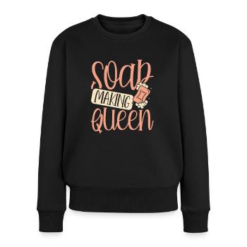 Königin Der Seifenherstellung - Frauen Premium Bio Pullover - Schwarz - Vorne - Julia (174cm)