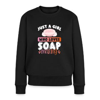 Nur Ein Mädchen Liebt Seifenherstellung - Frauen Premium Bio Pullover - Schwarz - Vorne - Julia (174cm)