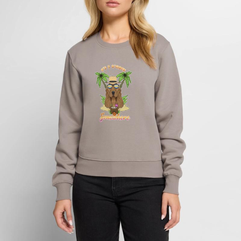 It Is 5 OClock Somewhere Drinking Cocker Spaniel Women's Premium Organic Jumper