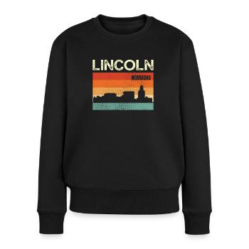 Lincoln Nebraska - Frauen Premium Bio Pullover - Schwarz - Vorne - Julia (174cm)