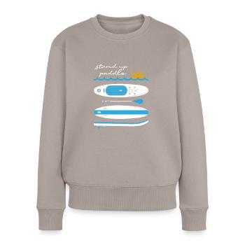 Stand Up Paddling - Frauen Premium Bio Pullover - Taupe - Vorne - Julia (174cm)