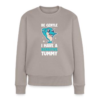 I Have A Sensitive Tummy Dolphin Gift - Women's Premium Organic Jumper - taupe - Front - Julia (174cm)