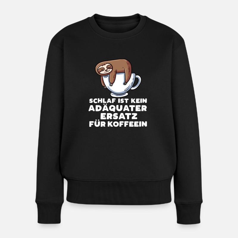 Faultier Kaffee - Frauen Premium Bio Pullover - Schwarz