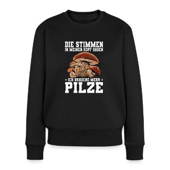 Pilzsammler Pilz Sucher - Frauen Premium Bio Pullover - Schwarz - Vorne - Julia (174cm)