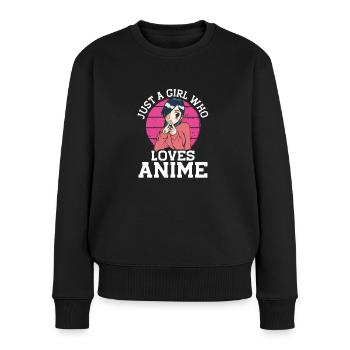 Ein Mädchen das Anime liebt - Frauen Premium Bio Pullover - Schwarz - Vorne - Julia (174cm)