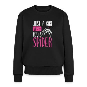 Nur Ein Mädchen, Das Spinnen Liebt - Frauen Premium Bio Pullover - Schwarz - Vorne - Julia (174cm)