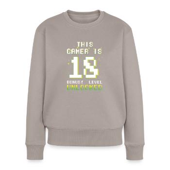 This Gamer Video Game Lover Gamer Age 18 - Women's Premium Organic Jumper - taupe - Front - Julia (174cm)