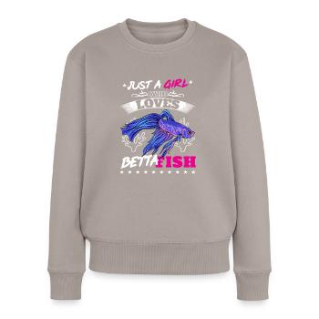 Just A Girl Who Loves Betta Fish Siamesischer Kamp - Frauen Premium Bio Pullover - Taupe - Vorne - Julia (174cm)
