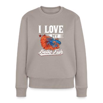 I Love My Betta Fish Splendens Siamesischer Kampff - Frauen Premium Bio Pullover - Taupe - Vorne - Julia (174cm)