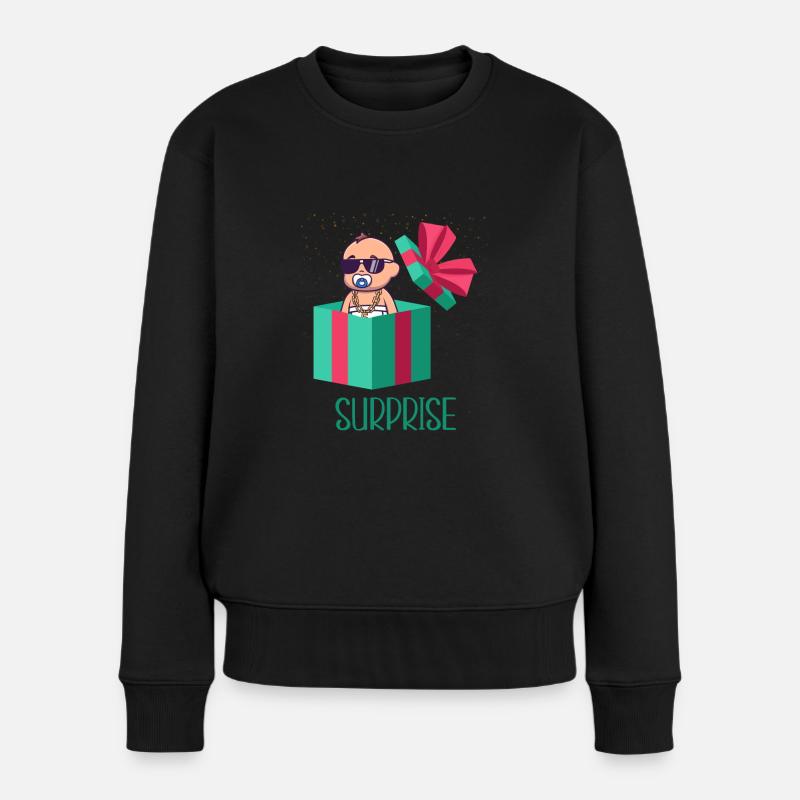 Surprise Idée Cadeau Annoncement de Grossesse - Pull Premium bio Femme - noir