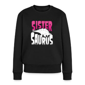 Schwester Stegosaurus - Frauen Premium Bio Pullover - Schwarz - Vorne - Julia (174cm)
