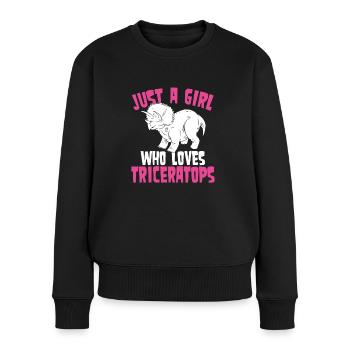 Juste une fille qui aime Triceratops - Pull Premium bio Femme - noir - Devant - Julia (174cm)