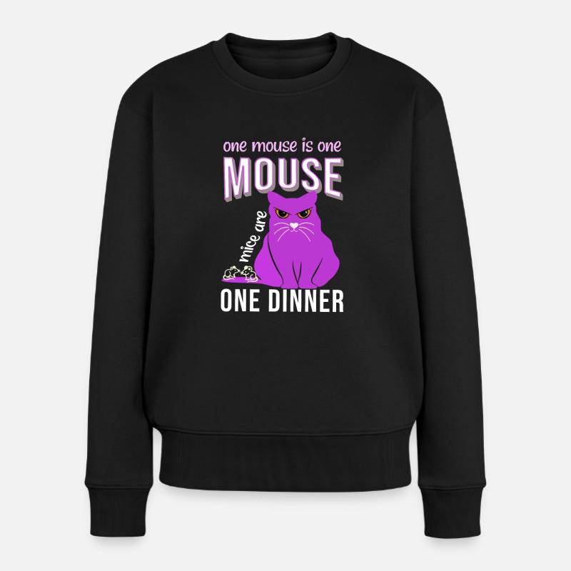 Eine Maus eine Maus Katzensprichwort fette Katze - Frauen Premium Bio Pullover - Schwarz
