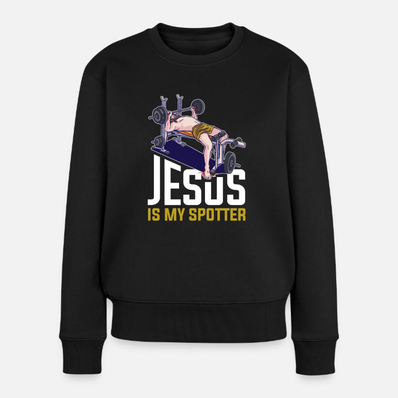 Jesus Is My Spotter Jesus Geschenk - Frauen Premium Bio Pullover - Schwarz