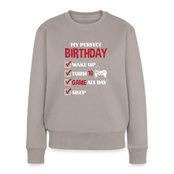 16. Geburtstag Jungen Gaming Gamer - Frauen Premium Bio Pullover - Taupe - Vorne - Julia (174cm)