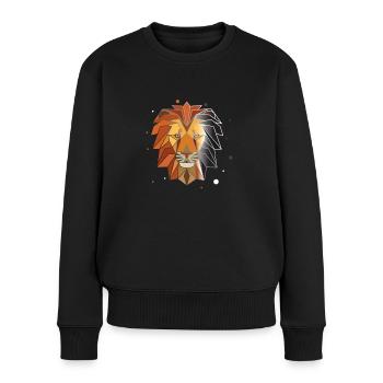 Löwe Polygon Kunst Tier Geometrie - Frauen Premium Bio Pullover - Schwarz - Vorne - Julia (174cm)