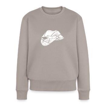Bouche de volleyball - Pull Premium bio Femme - taupe - Devant - Julia (174cm)