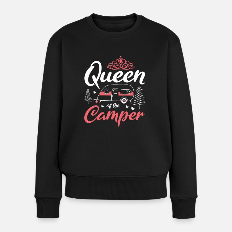Queen Of The Camper Camping Caravan - Frauen Premium Bio Pullover - Schwarz